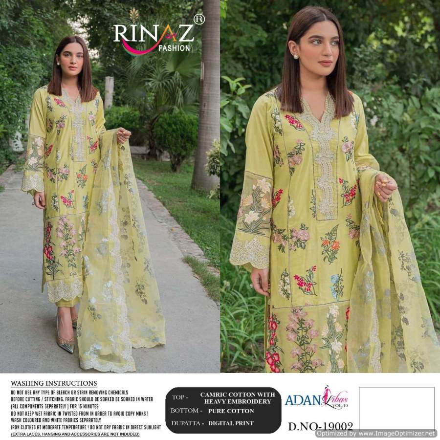 Rinaz Adan Libas Vol  10 Digital Print Embroidery Pakistani Salwar Suits Catalog