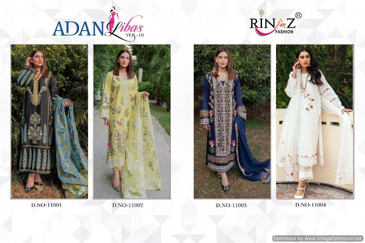 Rinaz Adan Libas Vol  10 Digital Print Embroidery Pakistani Salwar Suits Catalog