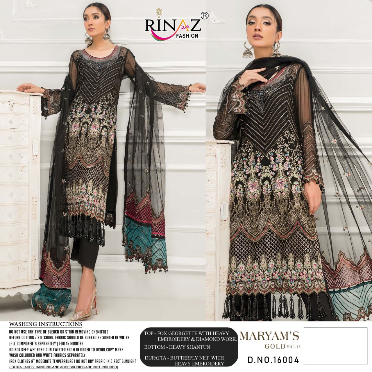 Rinaz Maryam's Gold  Vol 15 Fancy Georgette Pakistani Salwar Suits Catalog