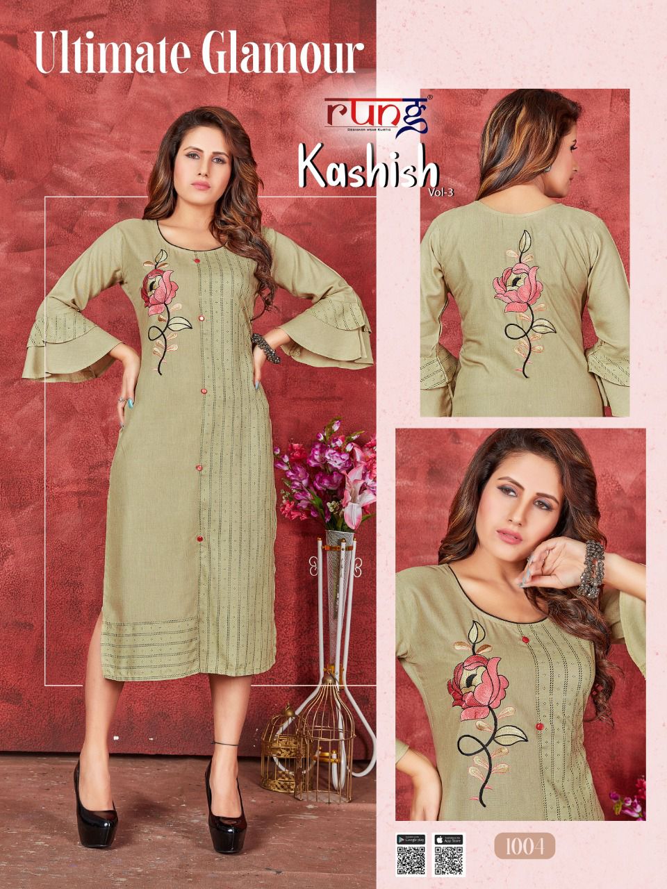Rung Kashish Vol 3 Heavy Slub Rayon Designer Kurti Catalog
