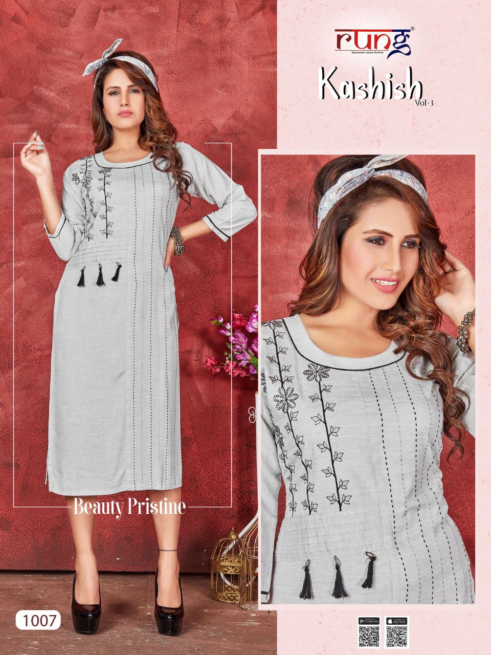 Rung Kashish Vol 3 Heavy Slub Rayon Designer Kurti Catalog