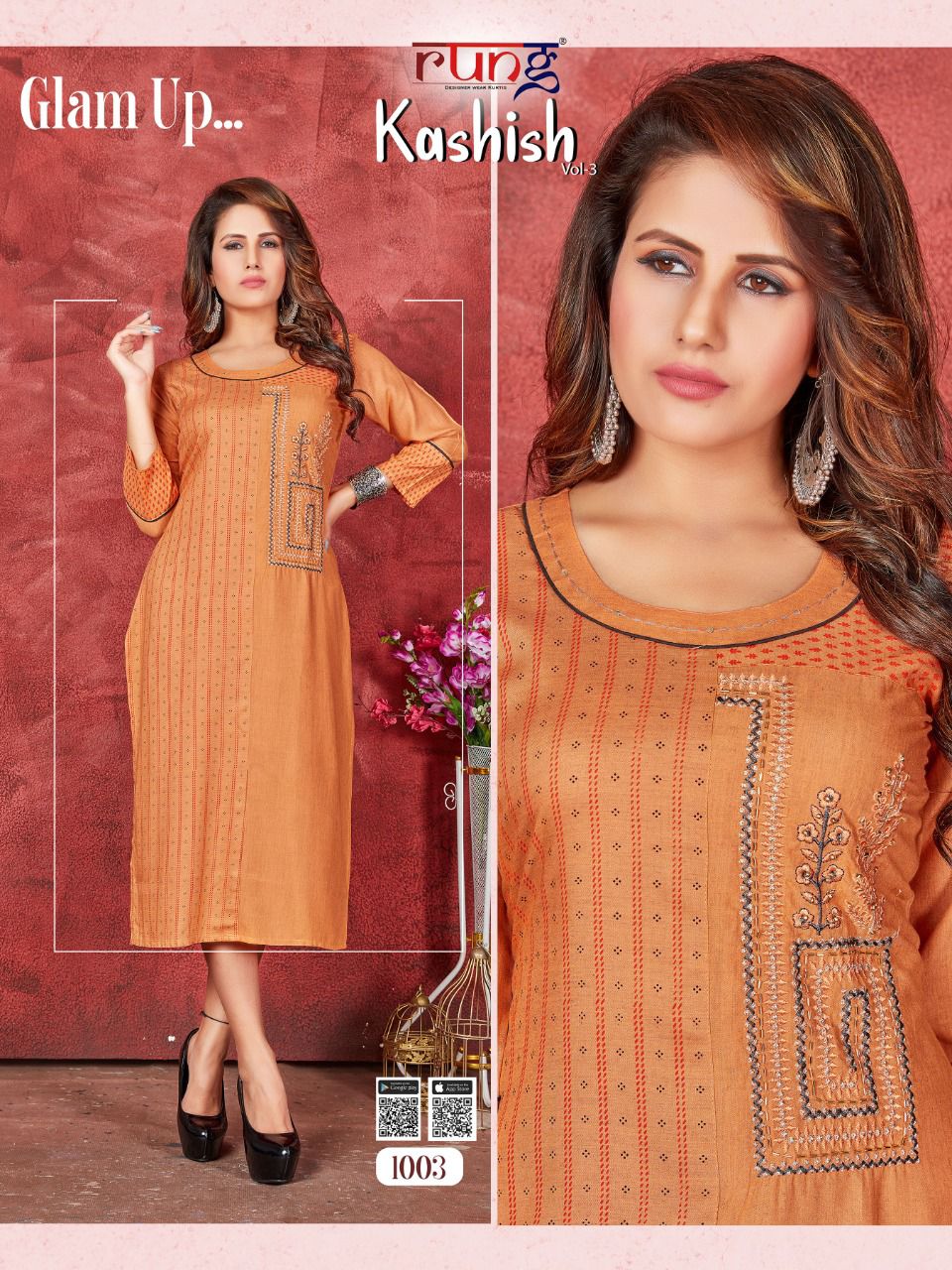 Rung Kashish Vol 3 Heavy Slub Rayon Designer Kurti Catalog