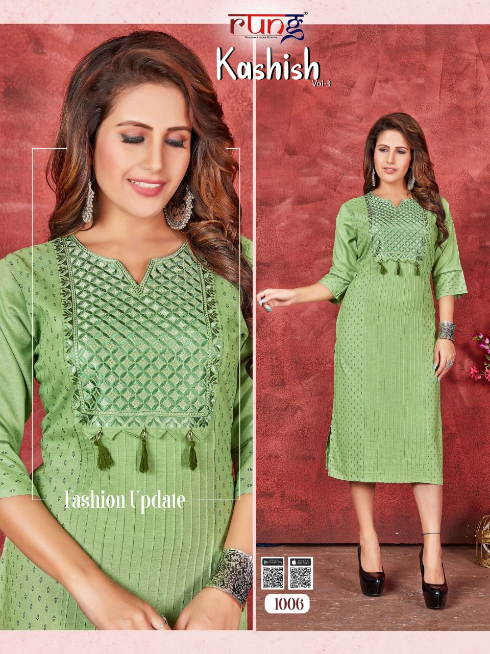 Rung Kashish Vol 3 Heavy Slub Rayon Designer Kurti Catalog