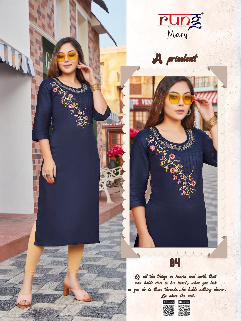 Rung Mary Ethnic Wear Embroidery Kurti Catalog