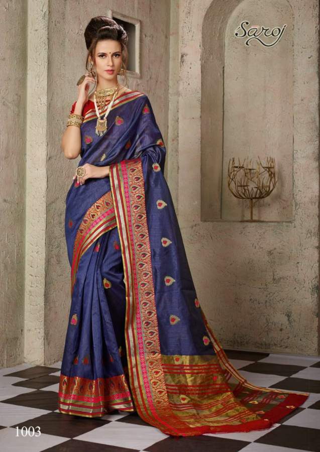 Saroj Alakhnanda Festive Wear Cotton Silk Saree Catalog