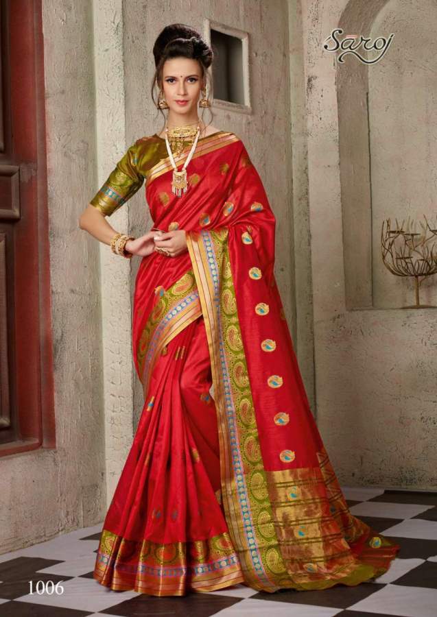 Saroj Alakhnanda Festive Wear Cotton Silk Saree Catalog