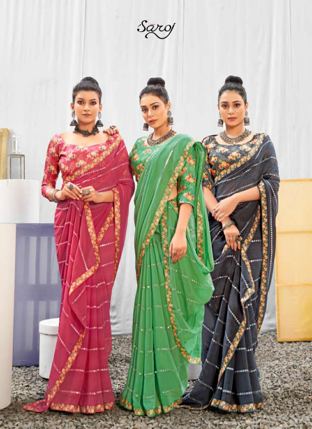Saroj Gulika Festive Wear Georgette Saree Catalog