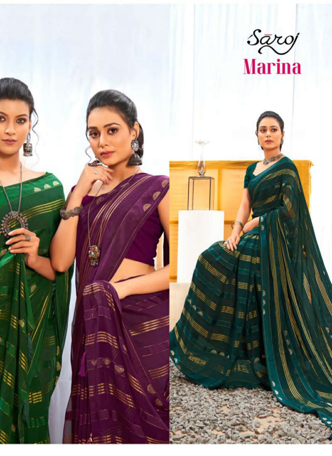 Saroj Marina Casual Wear Weightless Georgette Saree Catalog