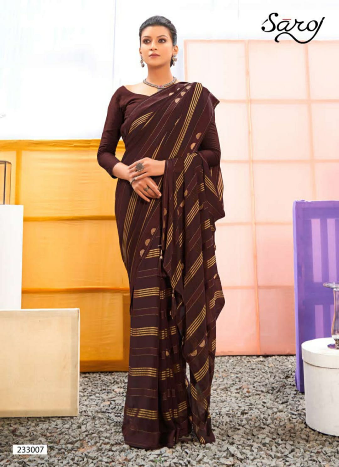 Saroj Marina Casual Wear Weightless Georgette Saree Catalog
