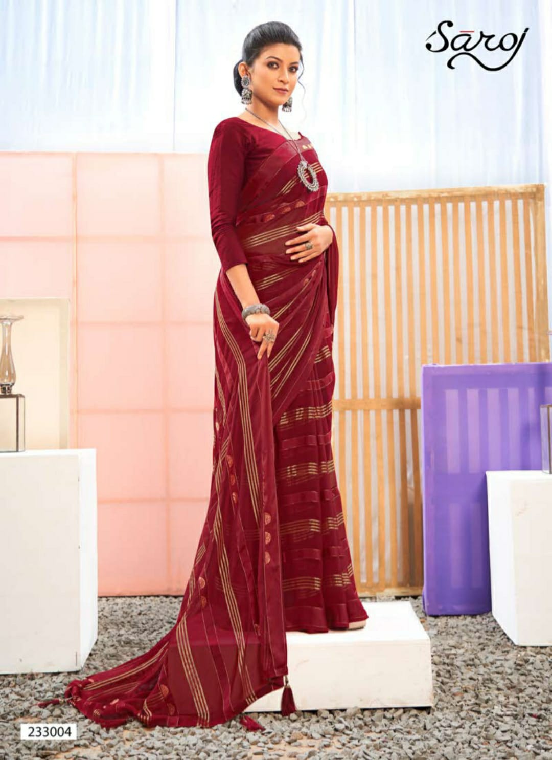 Saroj Marina Casual Wear Weightless Georgette Saree Catalog