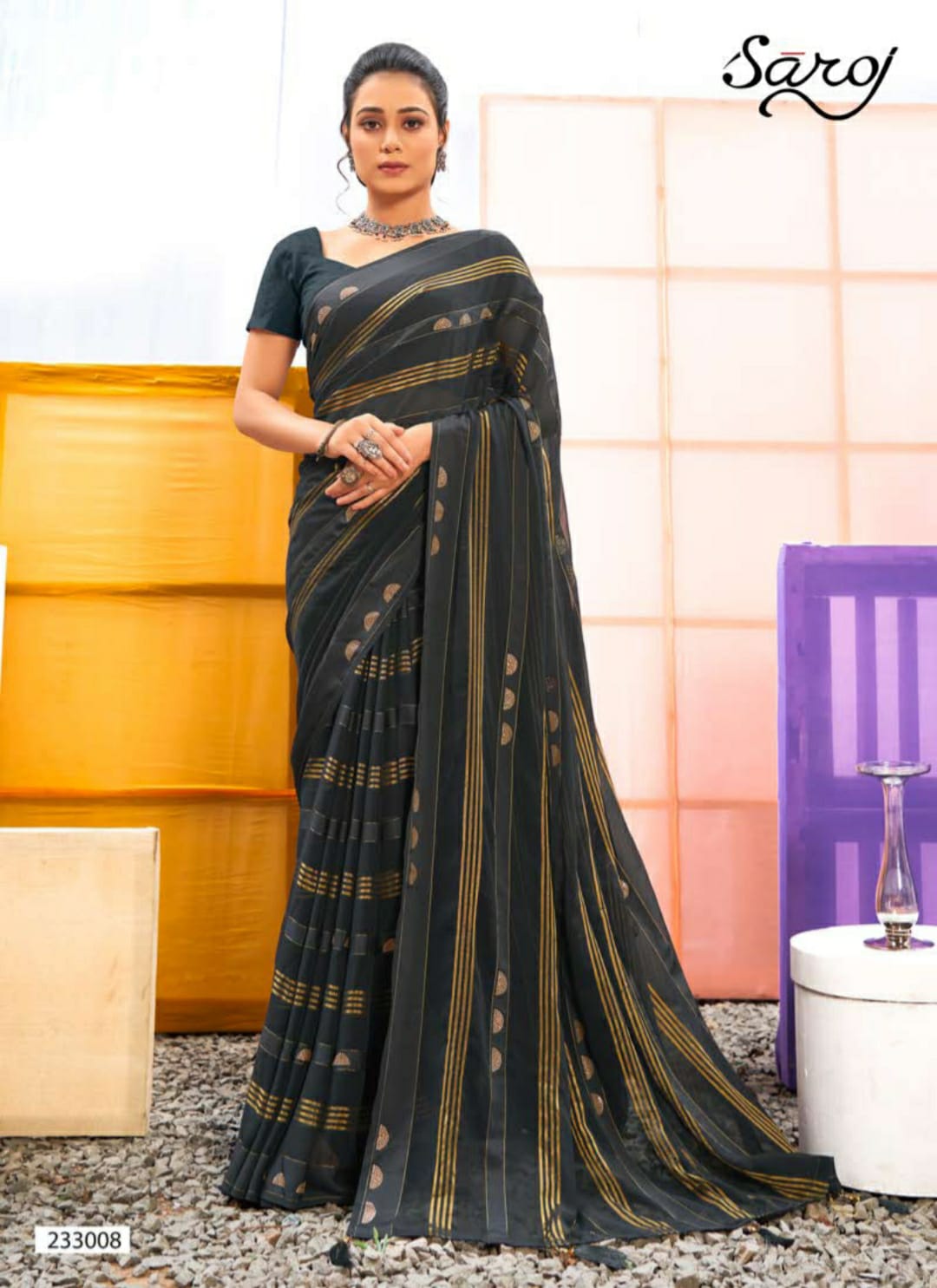 Saroj Marina Casual Wear Weightless Georgette Saree Catalog