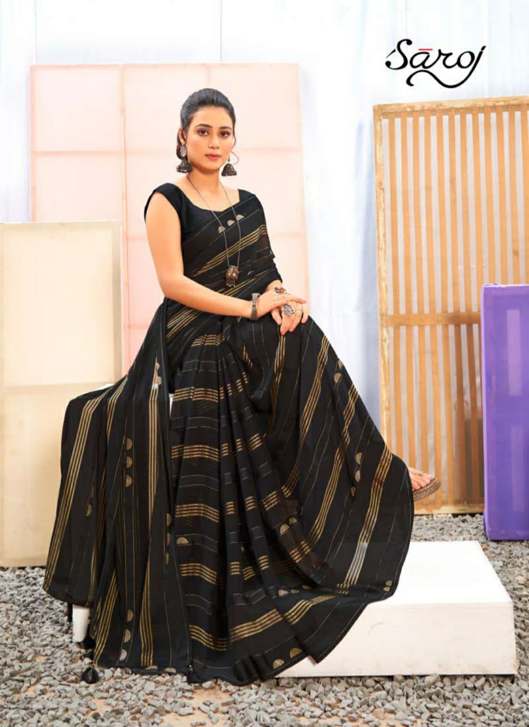 Saroj Marina Casual Wear Weightless Georgette Saree Catalog