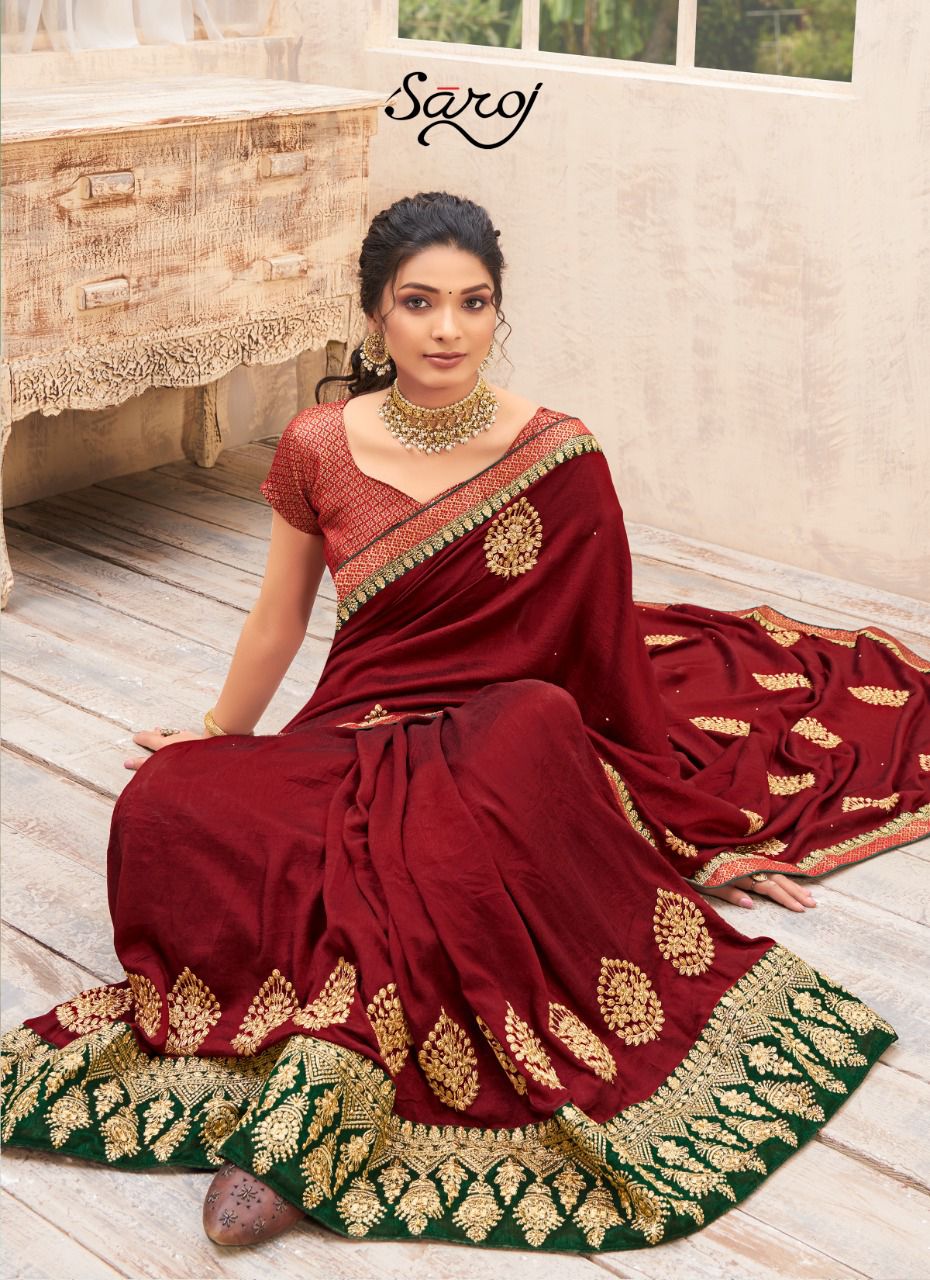 Saroj Vasudara Festive Wear Soft Vichitra Silk Saree Catalog