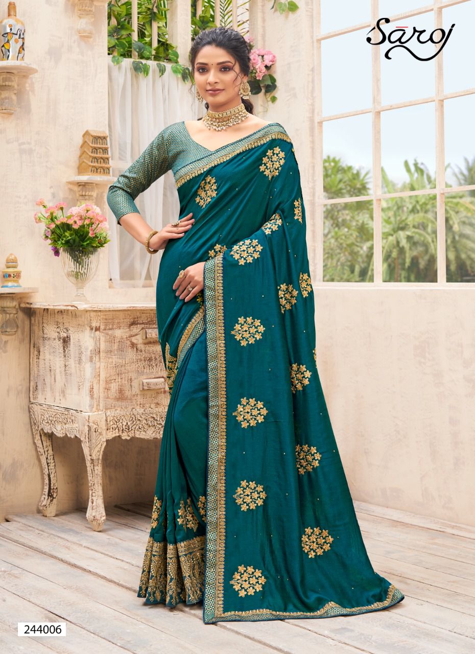 Saroj Vasudara Festive Wear Soft Vichitra Silk Saree Catalog