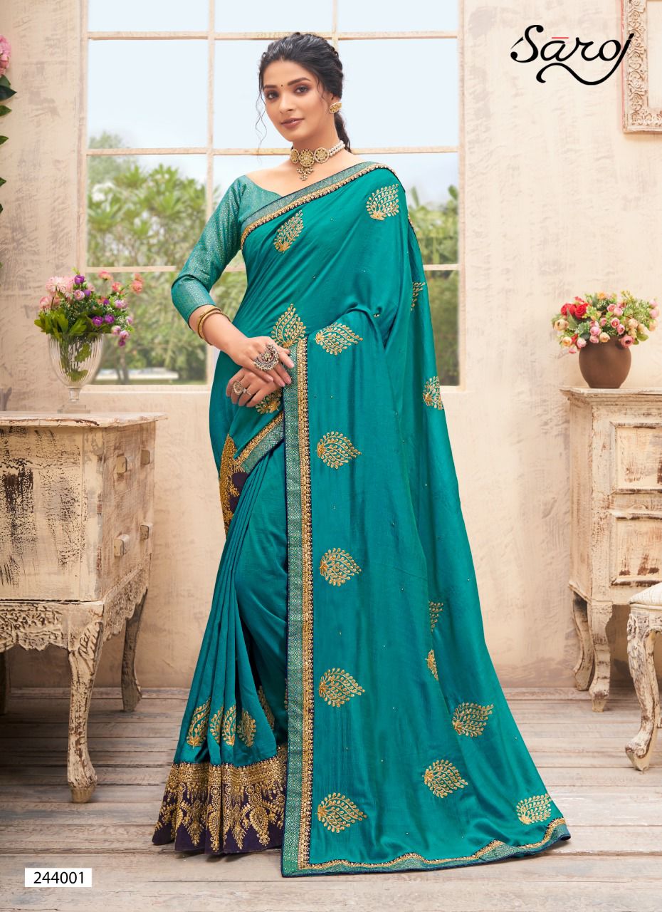 Saroj Vasudara Festive Wear Soft Vichitra Silk Saree Catalog