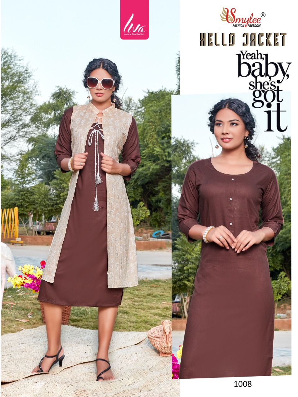 Smylee Hello Jacket Designer Kurti With Jacket Catalog