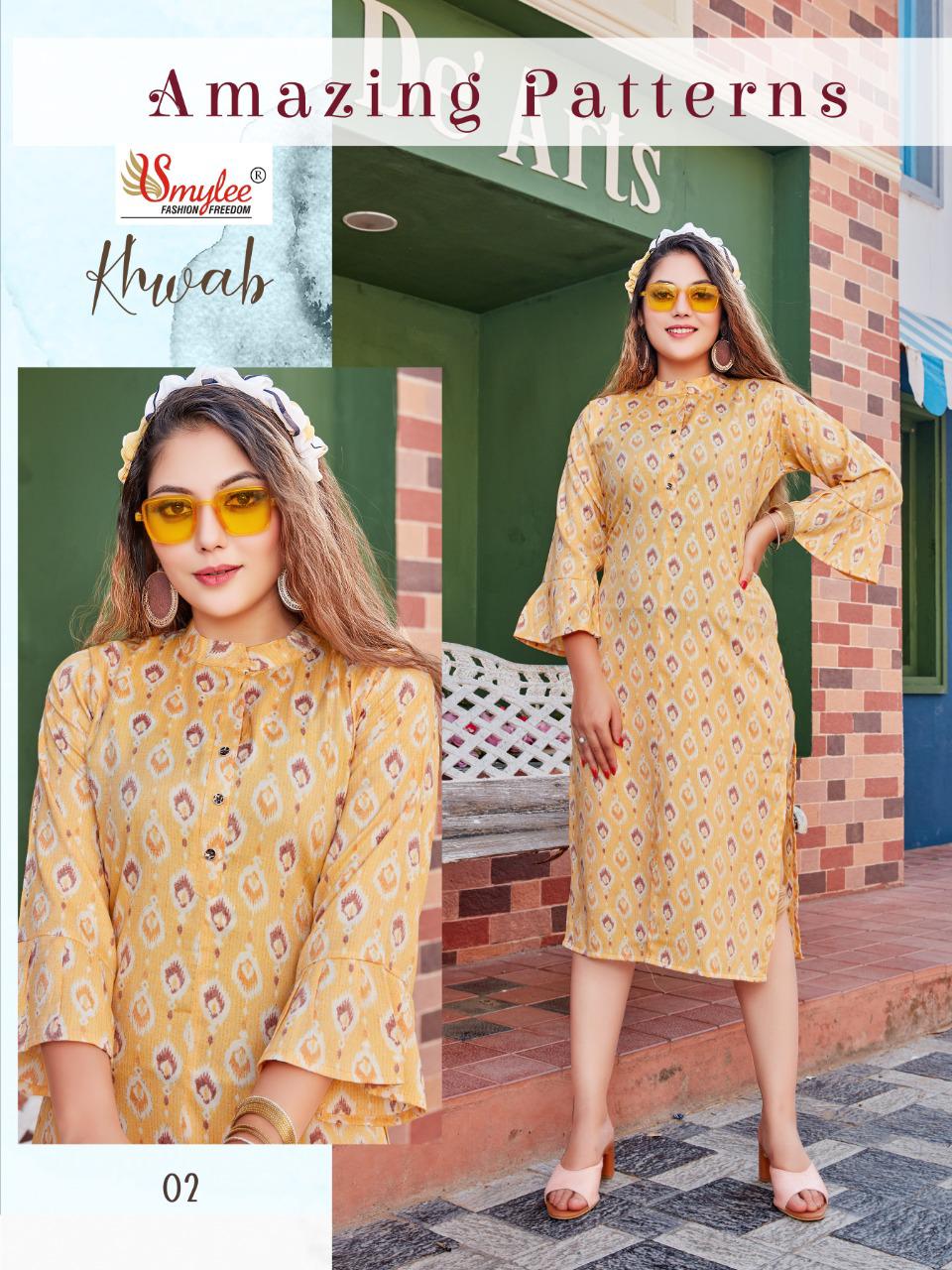 Smylee Khwab Heavy Rayon With Foil Print For Daily Wear Kurti Catalog