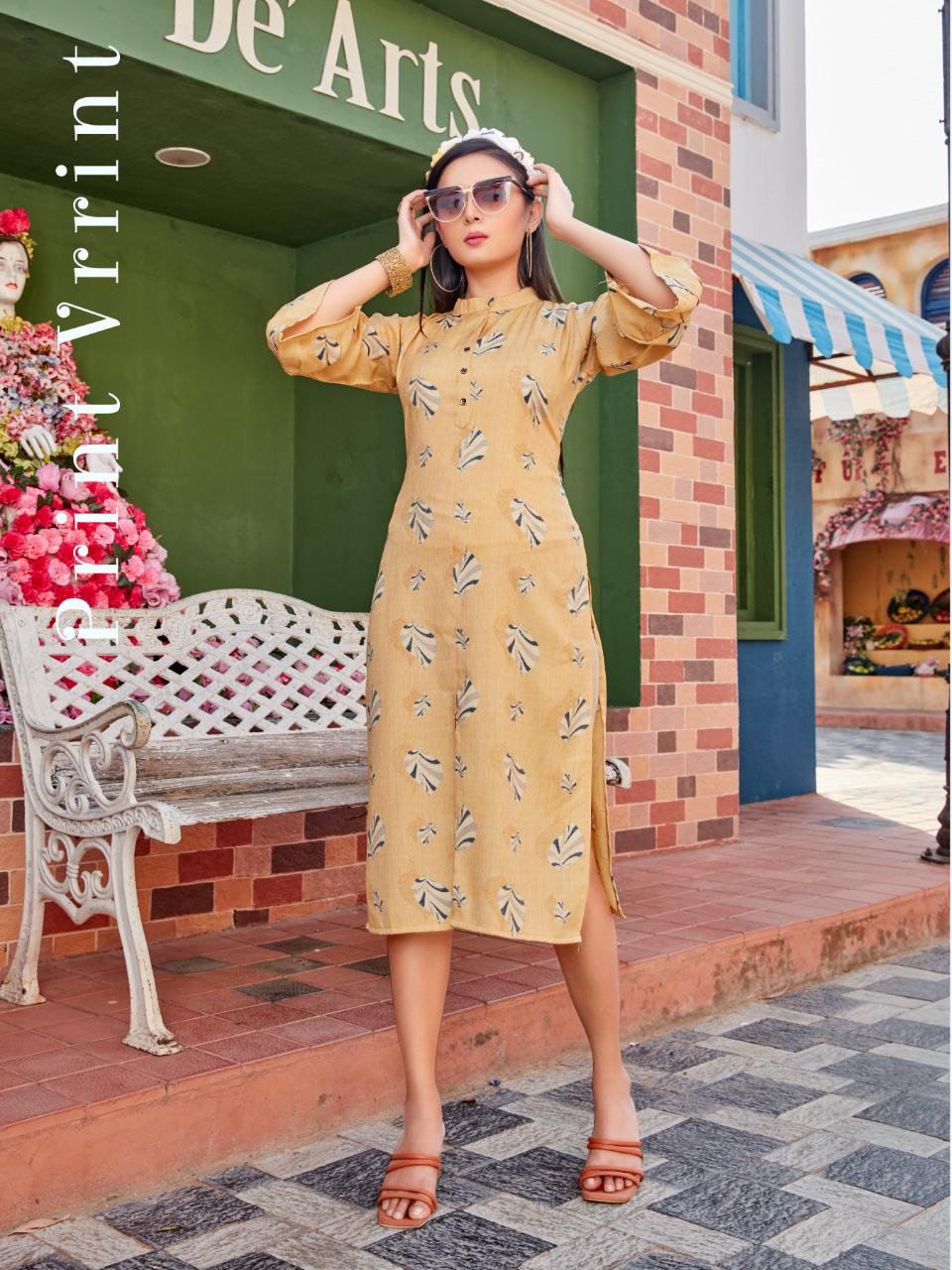 Smylee Khwab Heavy Rayon With Foil Print For Daily Wear Kurti Catalog