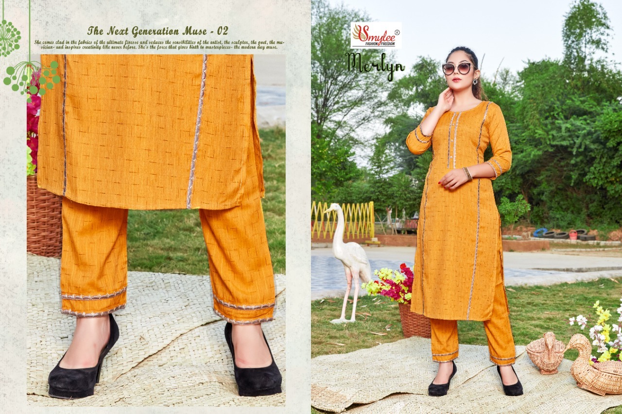 Smylee Merlyn Rayon Designer Kurti With Pant Catalog