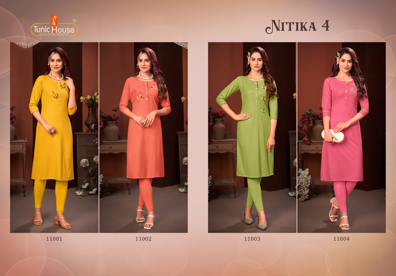 Tunic House Nitika 4 Ethnic Designer Casual Wear  Wholesale Kurti Catalog