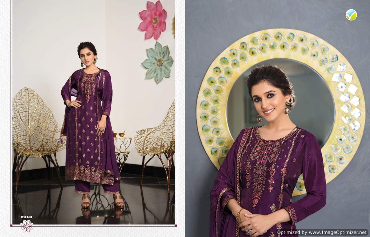 Vinay Tumbaa Zari Fancy Wear Kurti With Bottom And Dupatta Catalog