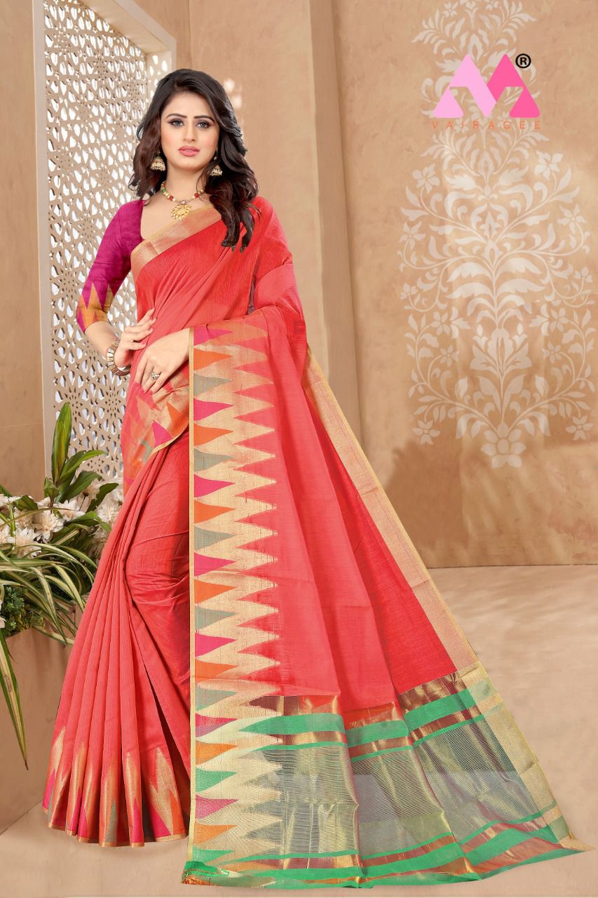 Vivera Temple Casual Wear Cotton Saree Catalog