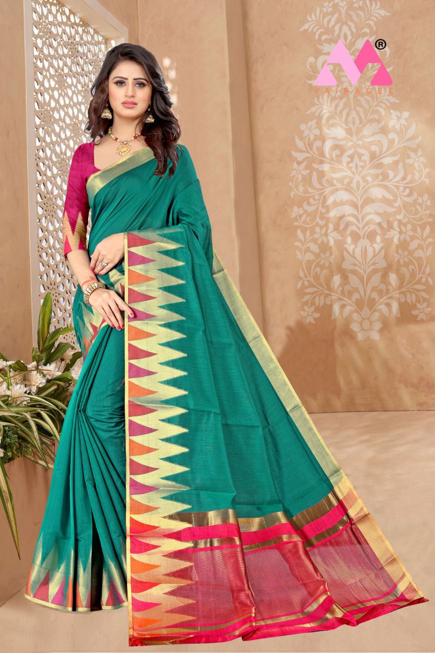 Vivera Temple Casual Wear Cotton Saree Catalog