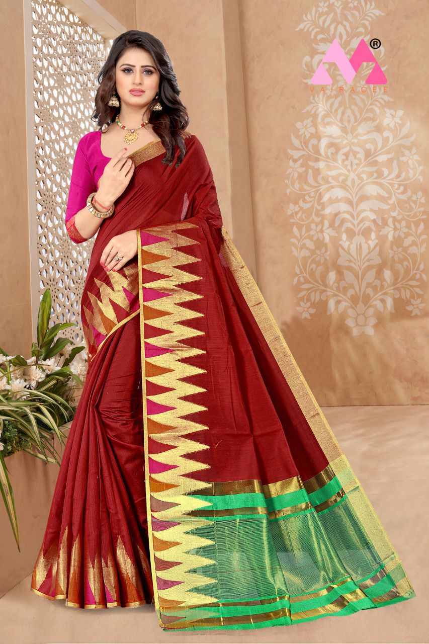 Vivera Temple Casual Wear Cotton Saree Catalog