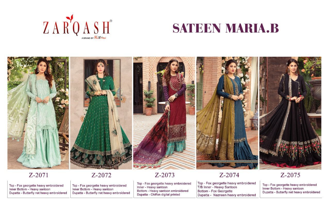 Zarqash Sateen Maria B Fox Georgette Pakistani Suits Catalog