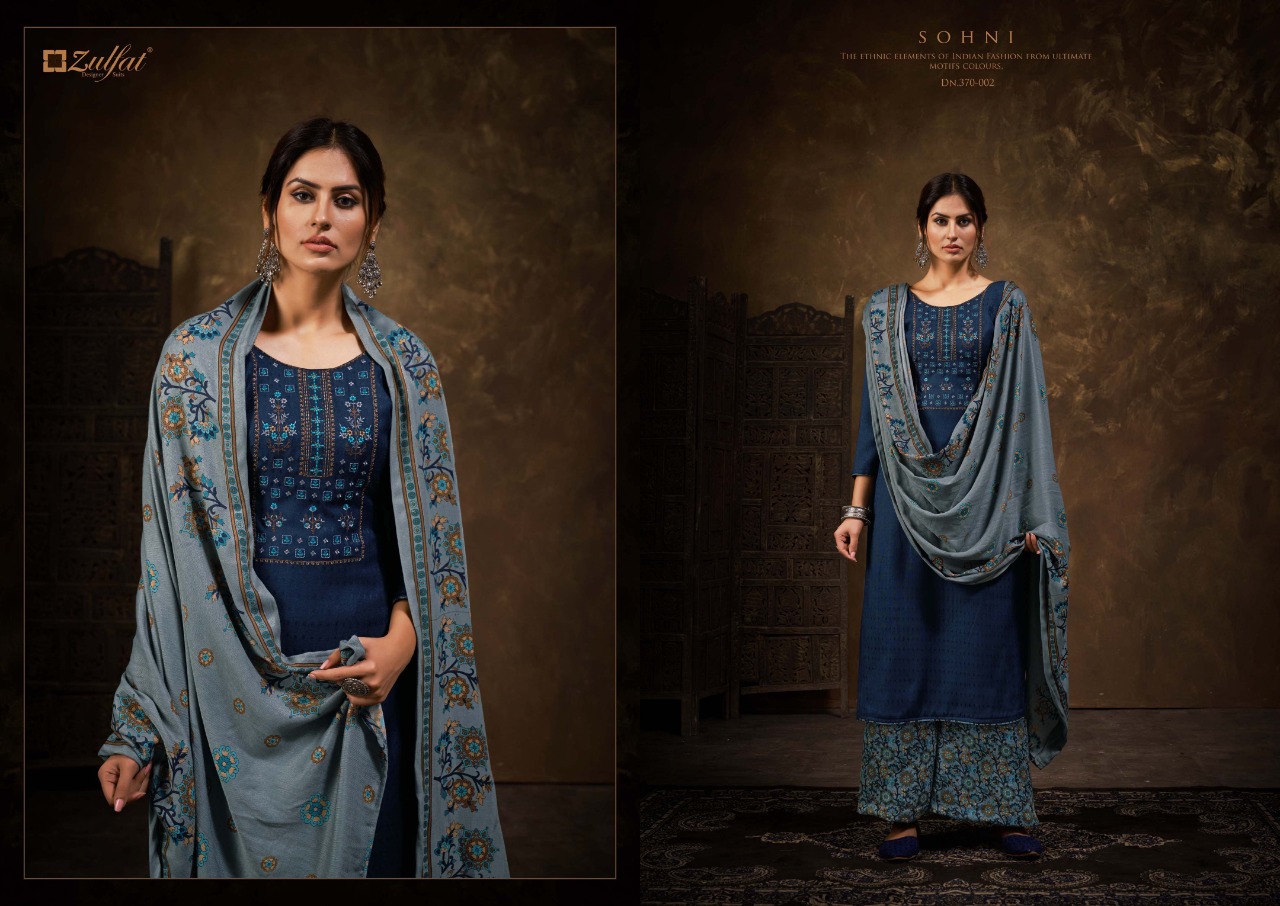 Zulfat Sohni  Vol 7 Beautiful  Embroidery Pashmina Dress Material Catalog