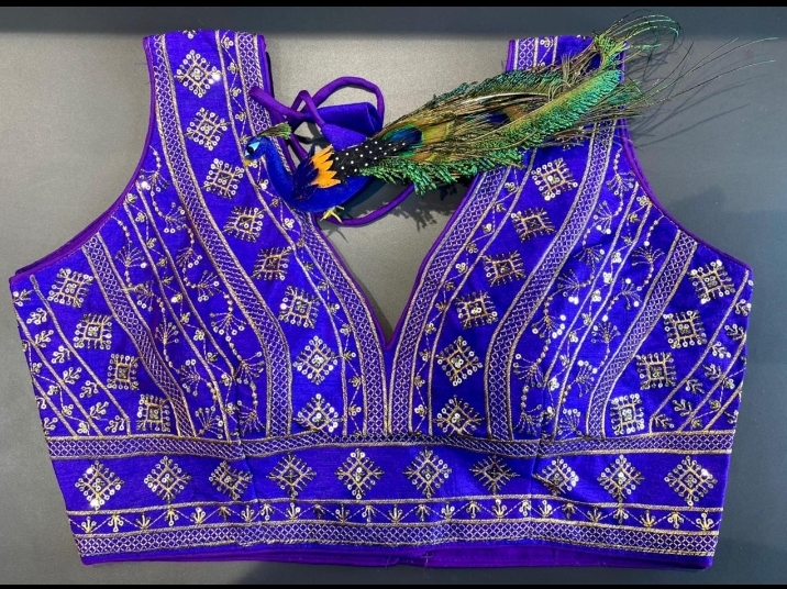 Royal Blue Designer Blouse  With  Fancy  Work  Buy Blue  Blouse  Blouse Online In India Collection
