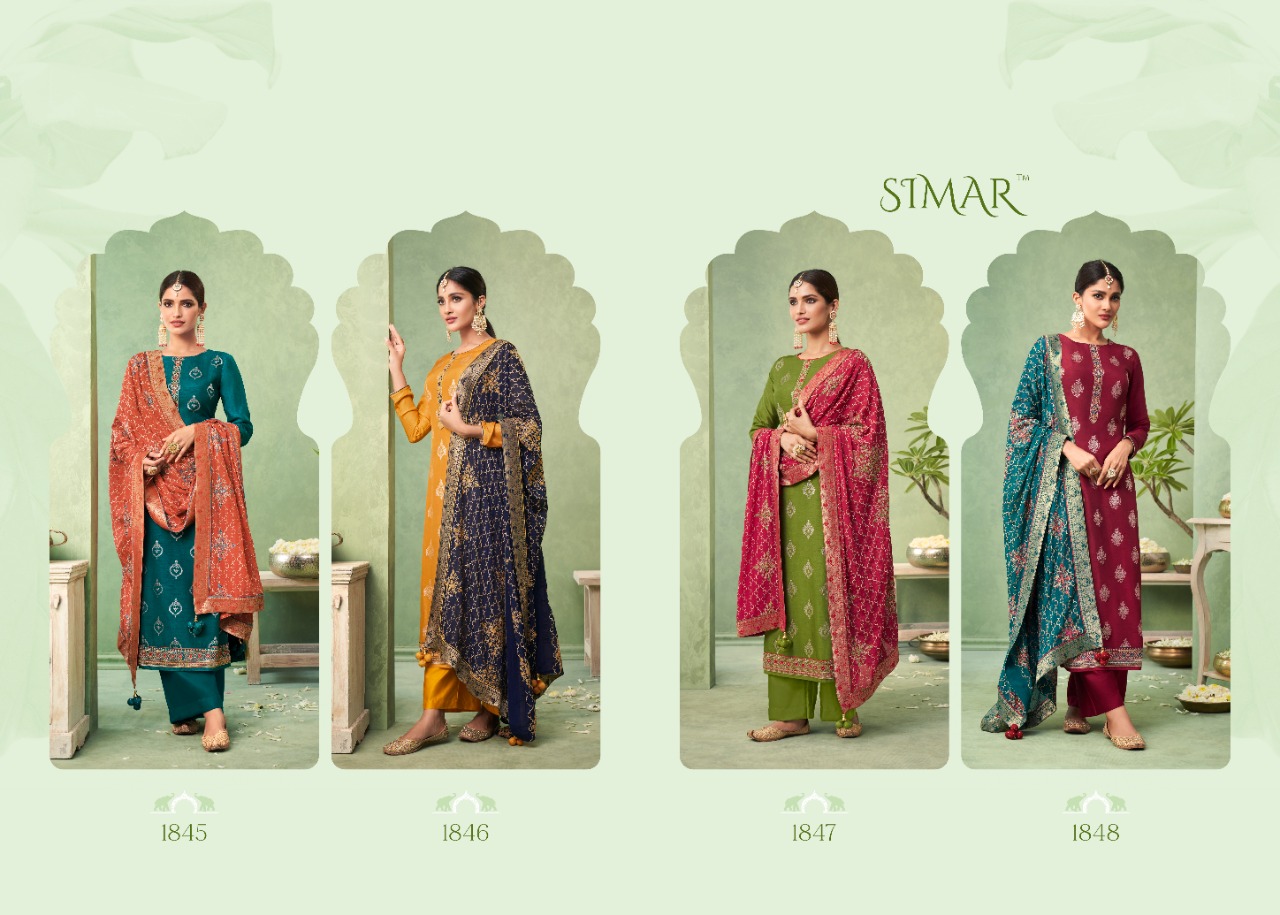 Glossy Simar Gulnoor 1845 Series Designer  Ladies Suits - Buy Designer Salwar Suits For Women Online