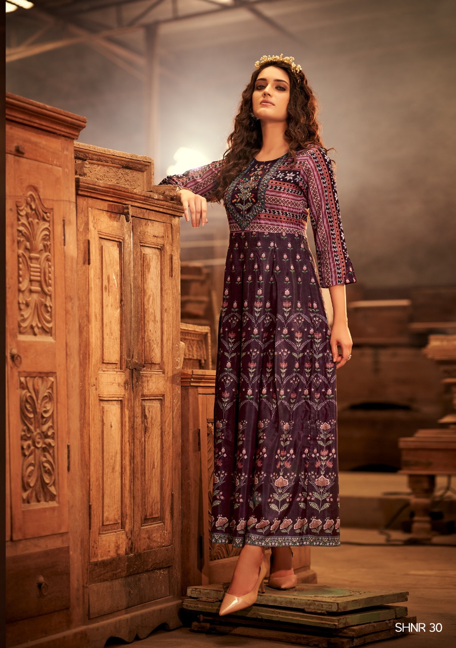 Shichi Noor Collection Long Gown Style Kurti Catalog