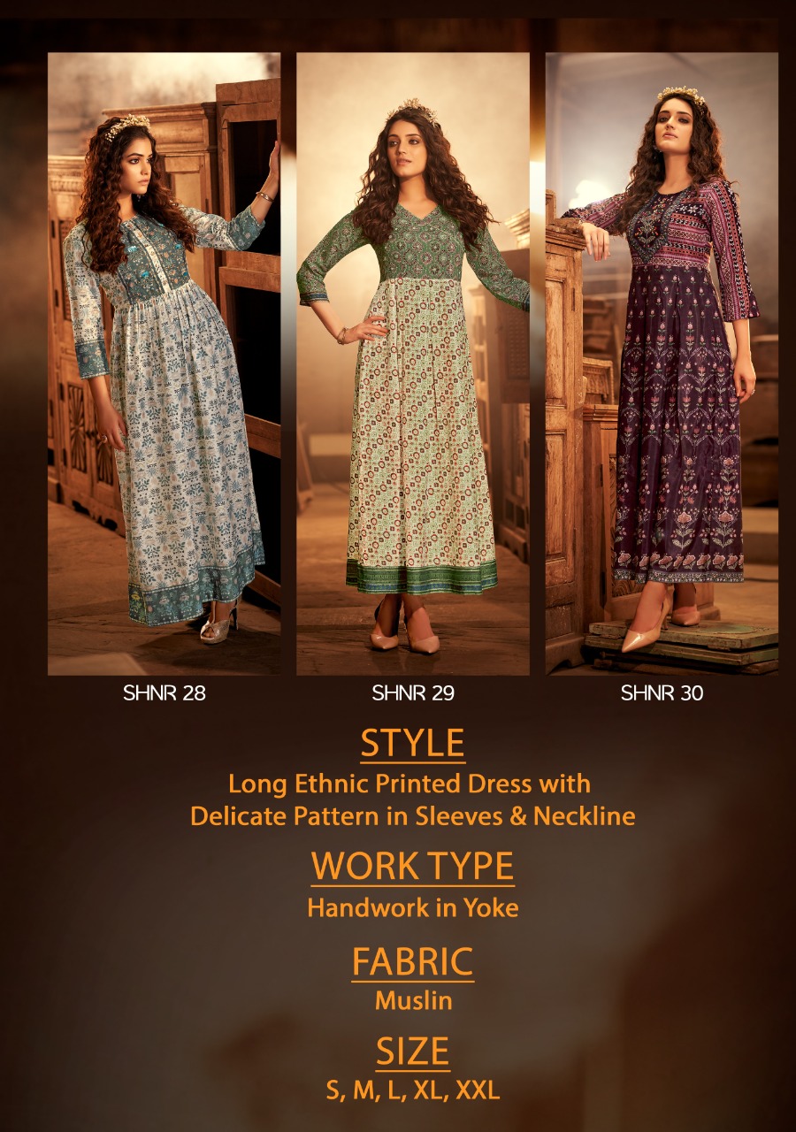 Shichi Noor Collection Long Gown Style Kurti Catalog