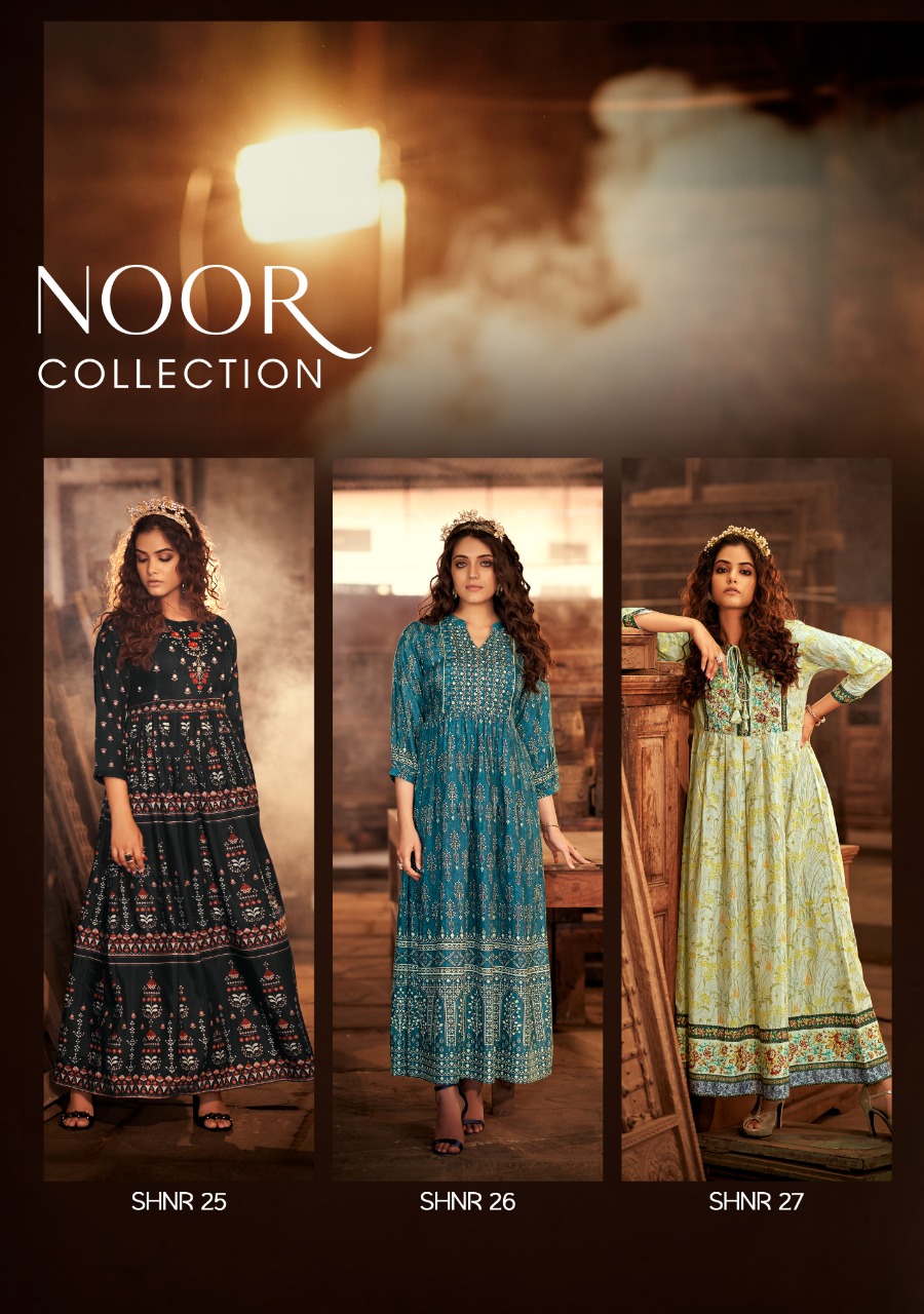 Shichi Noor Collection Long Gown Style Kurti Catalog