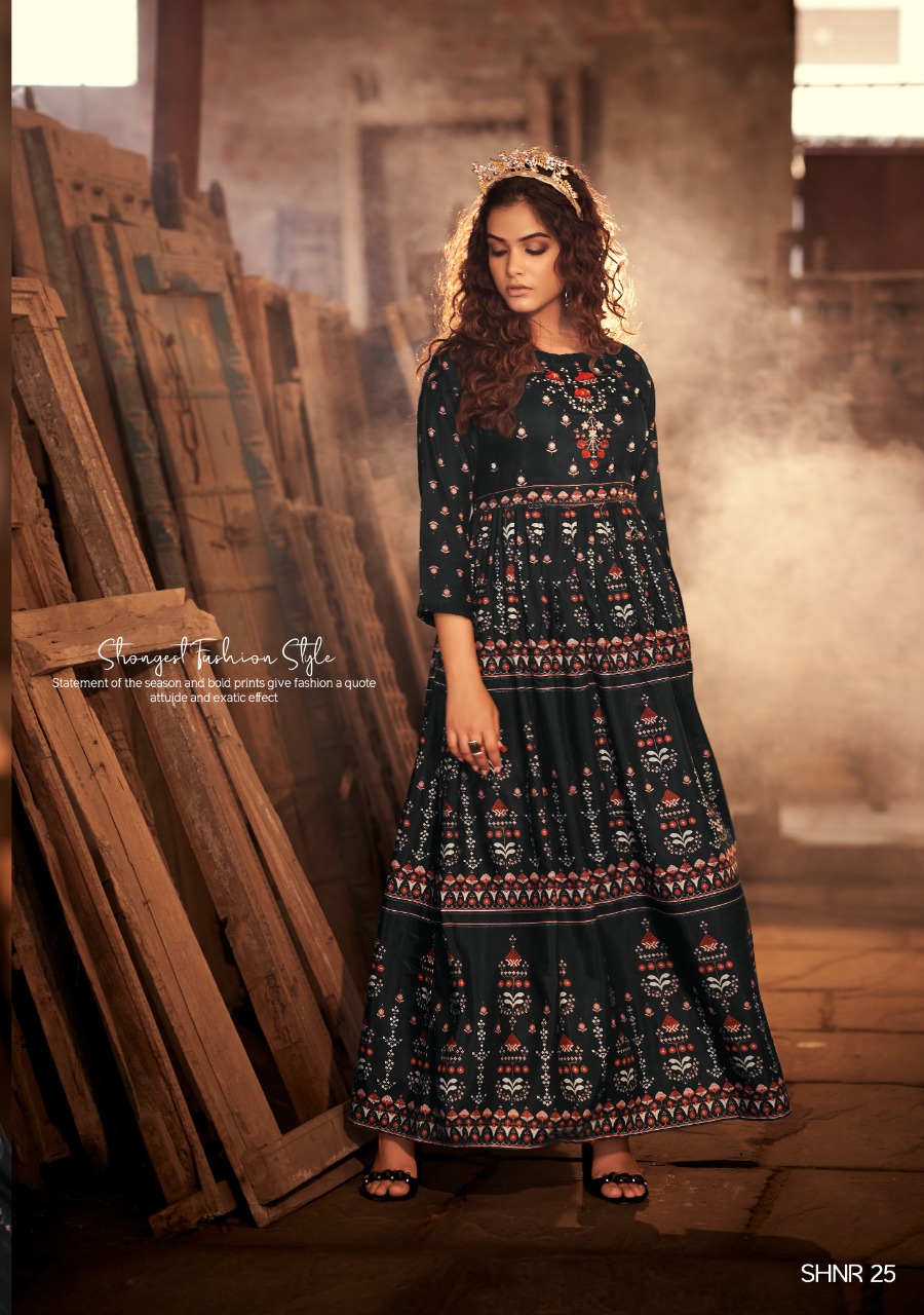 Shichi Noor Collection Long Gown Style Kurti Catalog
