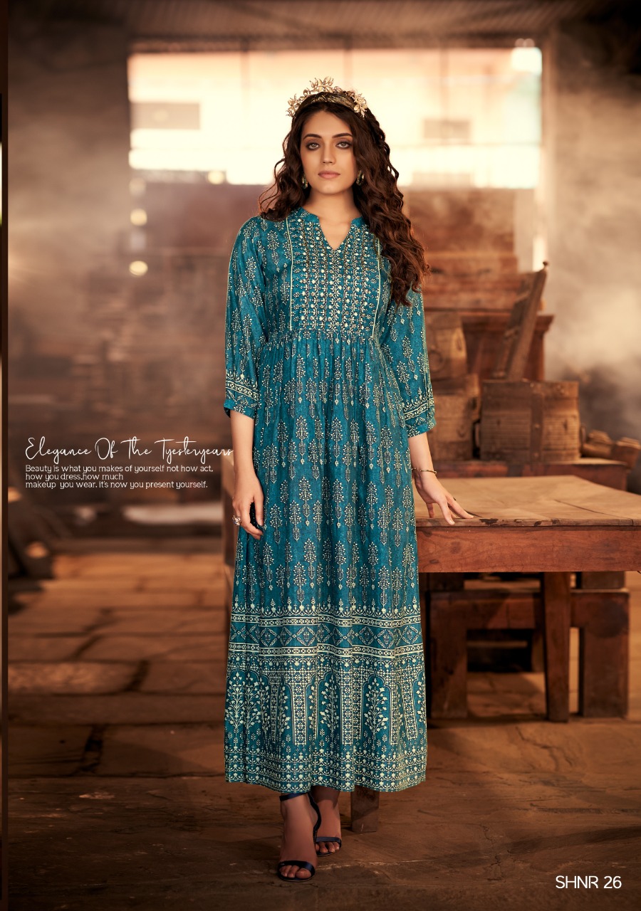 Shichi Noor Collection Long Gown Style Kurti Catalog
