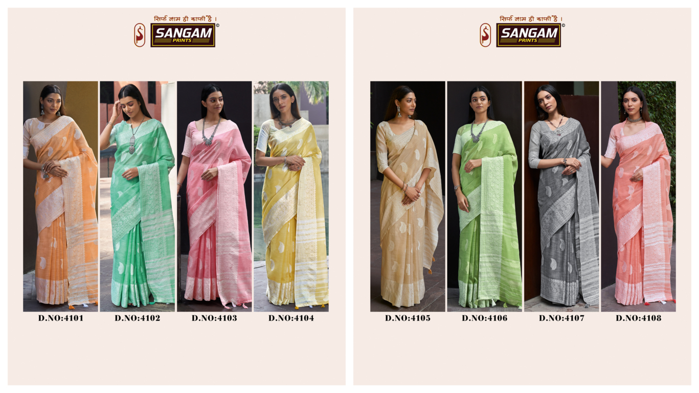 Sangam Presents Padma Linen Sarees Collection