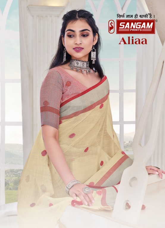 Sangam Presents Aliaa Linen Sarees Collection