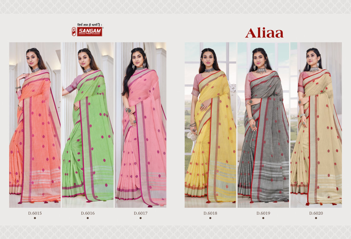 Sangam Presents Aliaa Linen Sarees Collection