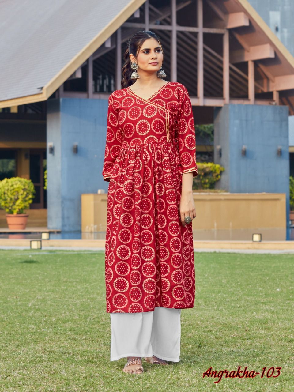 Saffron wrap angrakha kurta with pants - set of two by Kundavai | The  Secret Label