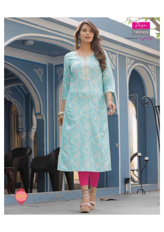 Diya Trends  Gardencity Vol 12 Capsule With Print Fancy Rayon Straight Cut Kurtis Catalog