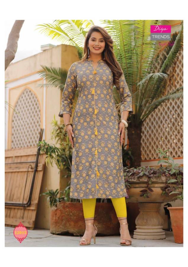 Diya Trends  Gardencity Vol 12 Capsule With Print Fancy Rayon Straight Cut Kurtis Catalog