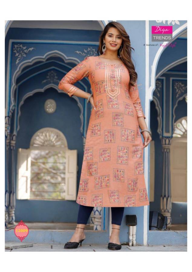 Diya Trends  Gardencity Vol 12 Capsule With Print Fancy Rayon Straight Cut Kurtis Catalog