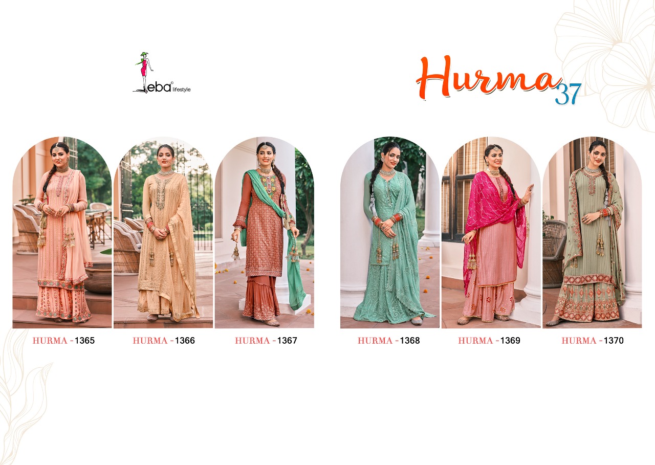 Eba Hurma Vol 37 Faux Georgette Heavy Salwar Kameez For Wedding  Catalog