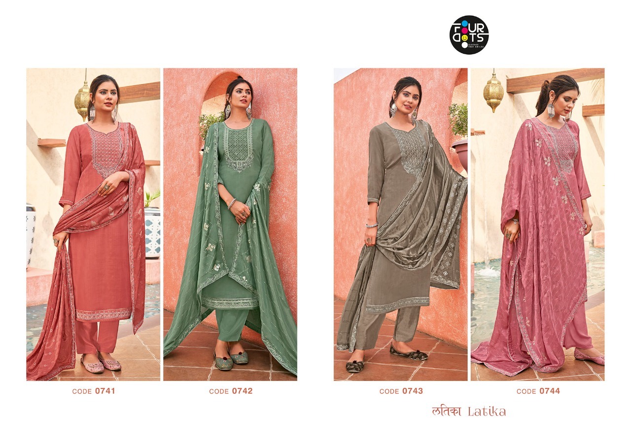 Four Dots Latika Designer Festive Wear Salwar Suits Catalog