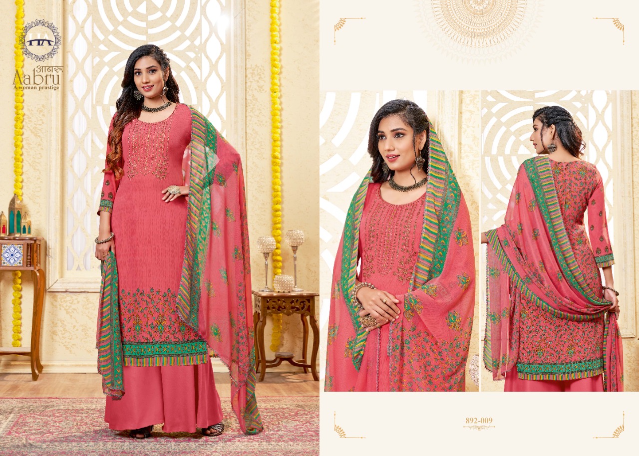 Harshit Aabru Vol 2 Crep Digital Designer Dress Materials Catalog