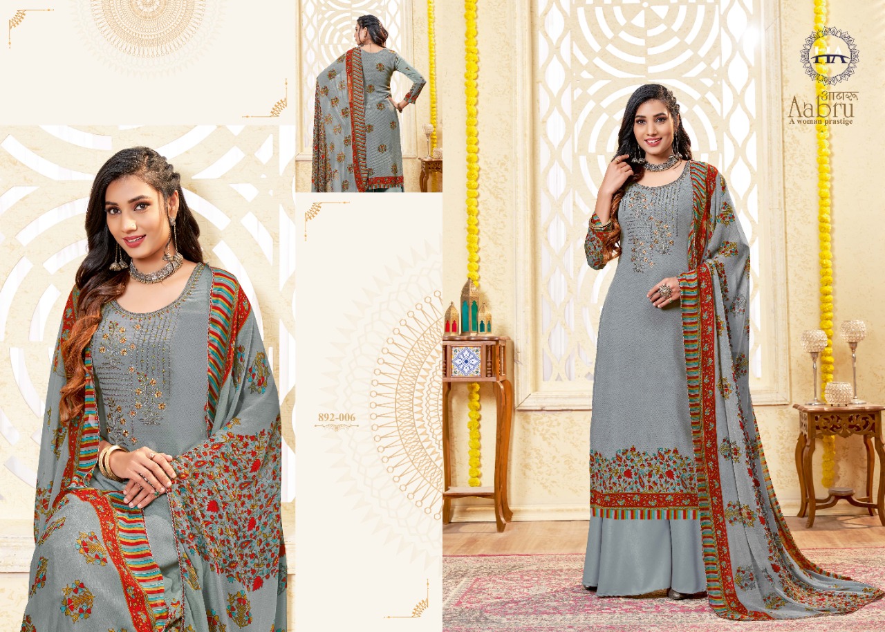 Harshit Aabru Vol 2 Crep Digital Designer Dress Materials Catalog
