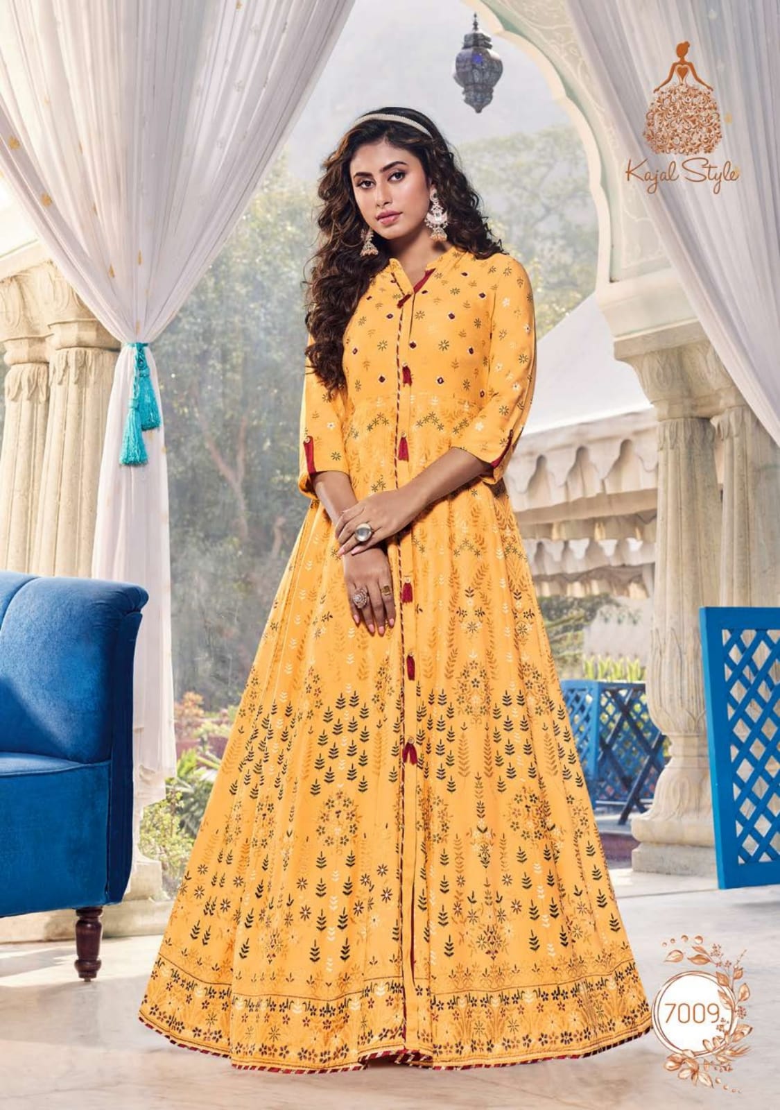 Kajal Style Colorbar Vol 7 Rayon Embroidery  Long  Gown Kurti Catalog
