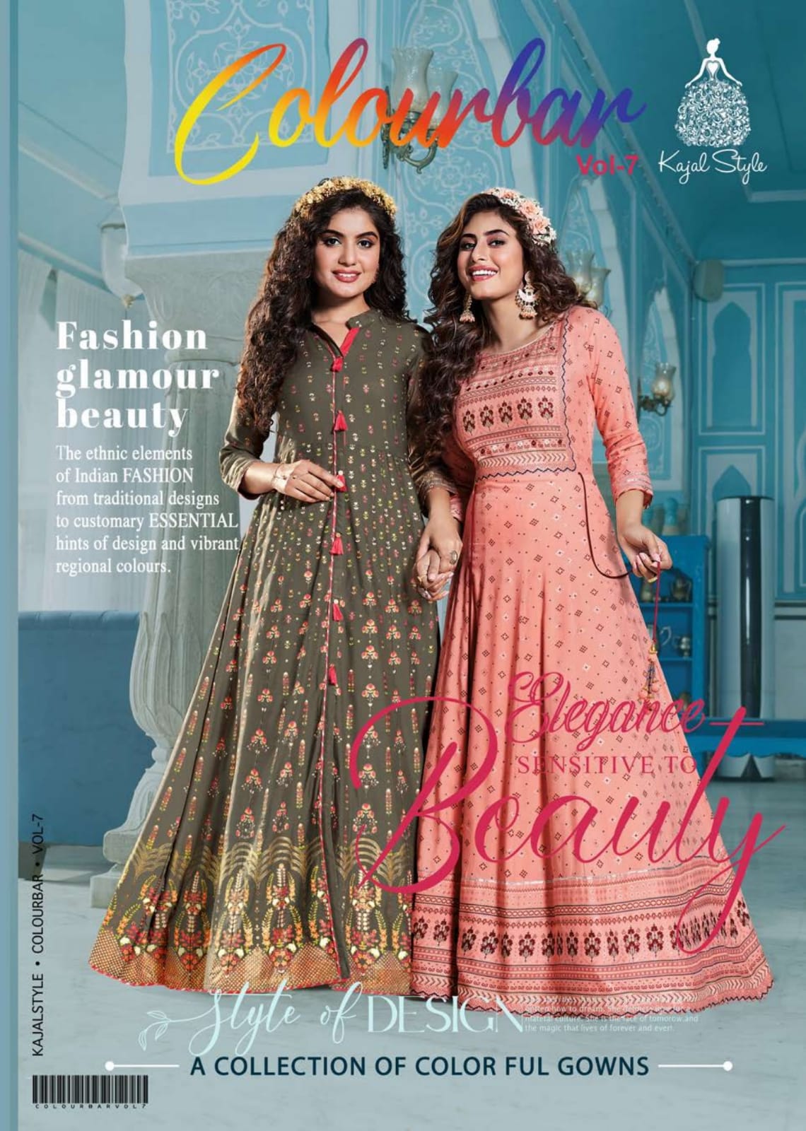 Kajal Style Colorbar Vol 7 Rayon Embroidery  Long  Gown Kurti Catalog
